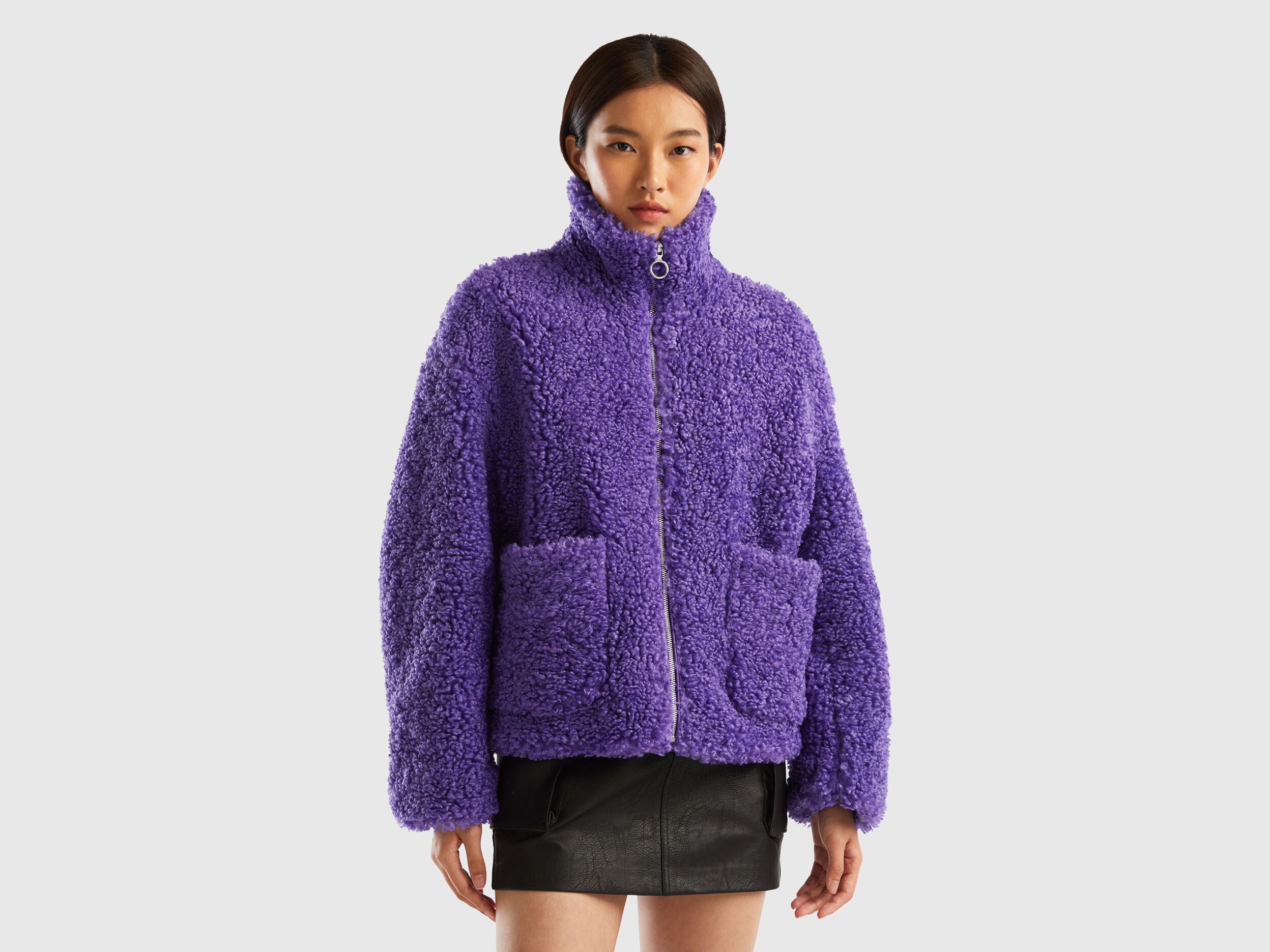 Faux fur jacket online purple