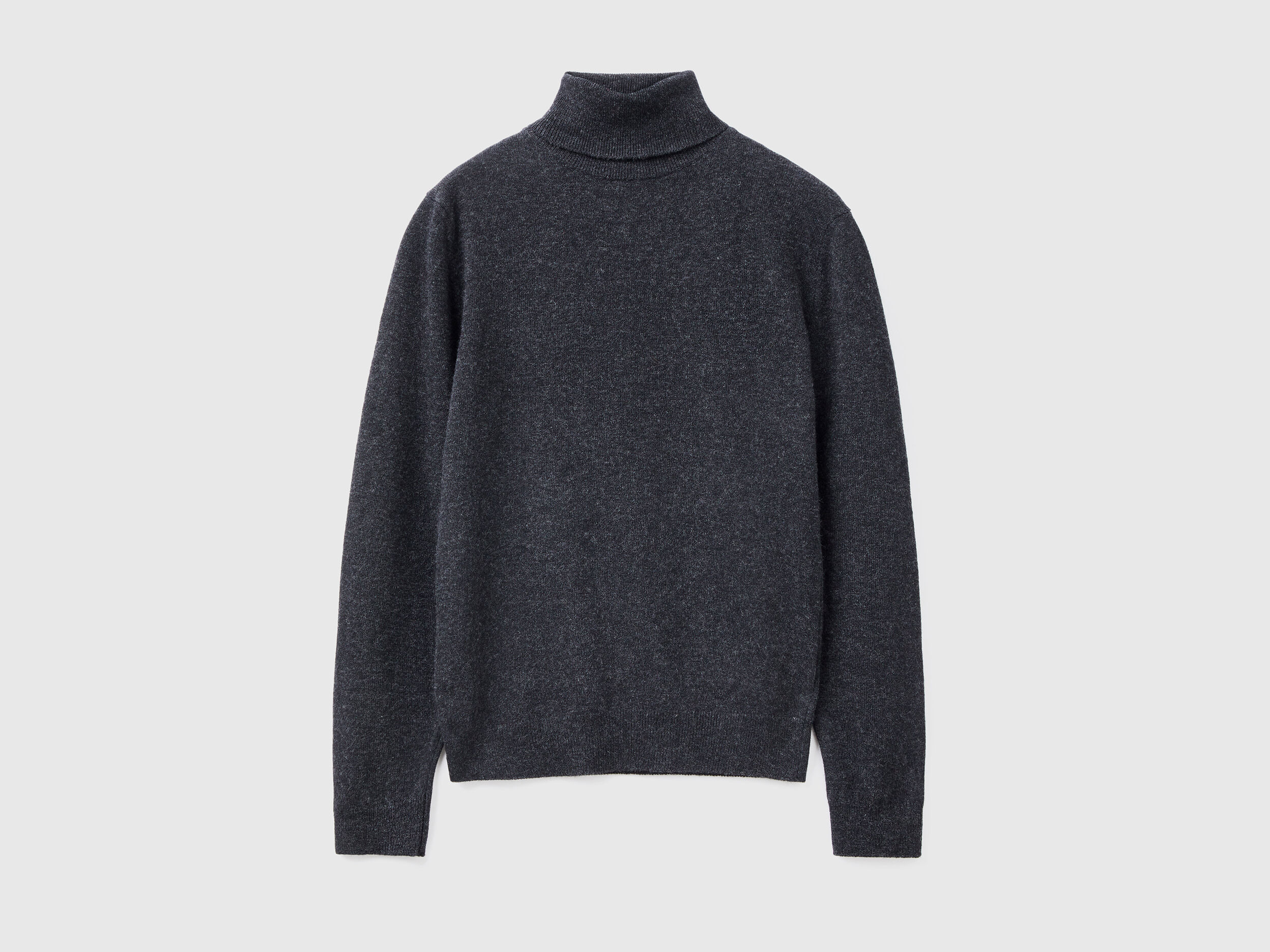 Charcoal gray turtleneck sweater in pure Merino wool Dark Gray