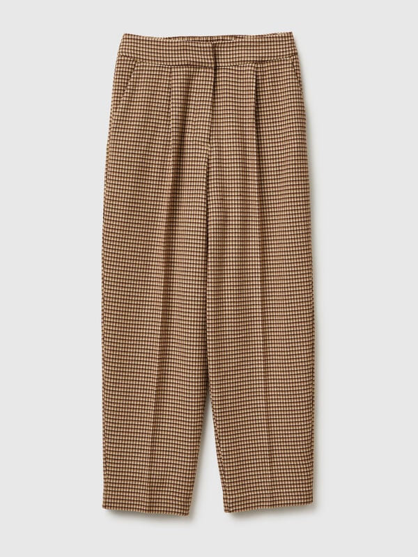 Pantalones de franela con estampado de pata de gallo Pantalones de franela con estampado de pata de gallo Mujer