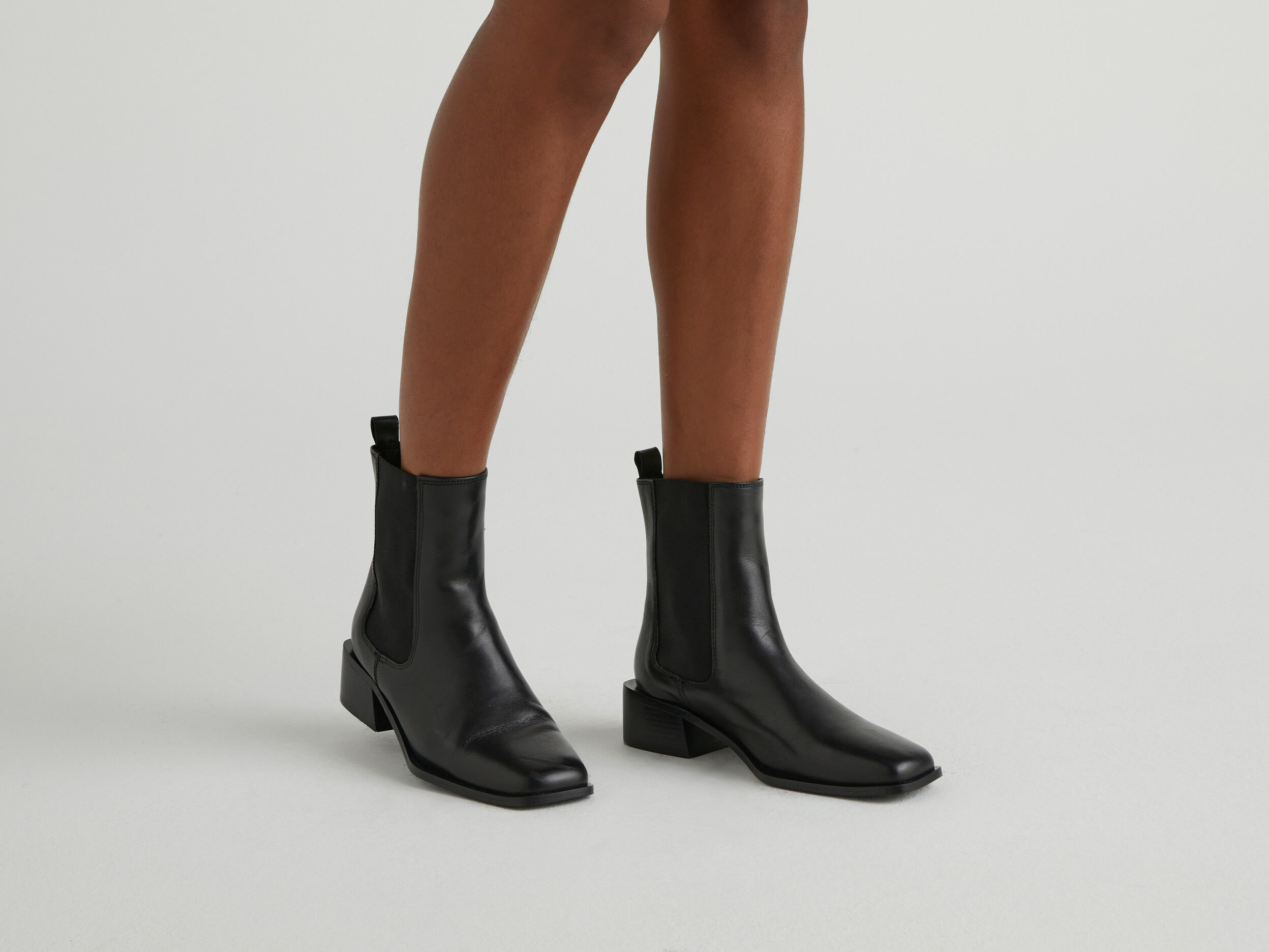 Genuine leather ankle boots Black Benetton