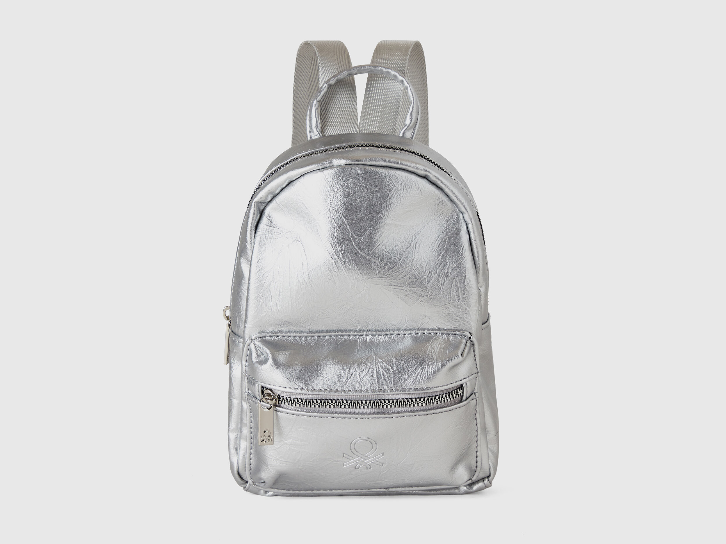 【通販激安】 fabric coated in Backpack - Benetton | Silver ミュージシャン