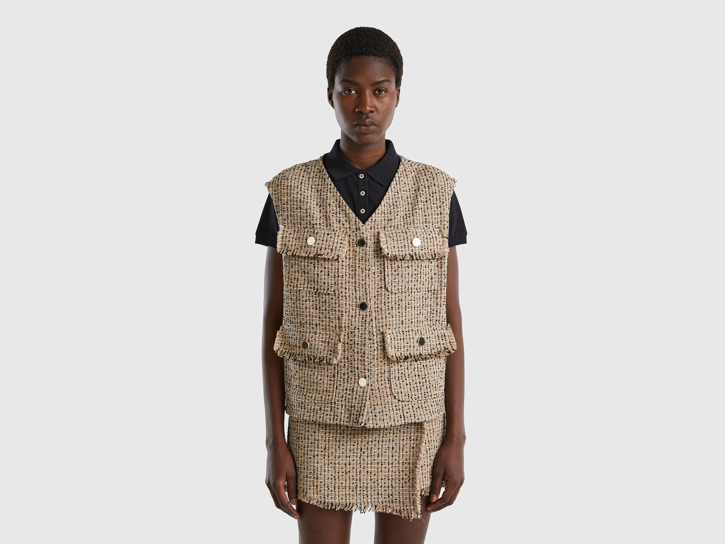 Beige boucl vest Beige Benetton