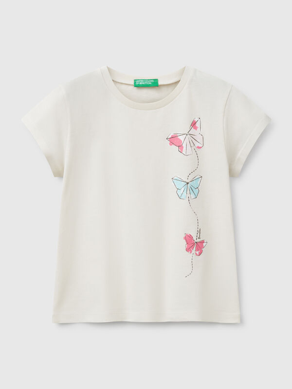 T-shirt in cotton with glitter Junior Girl