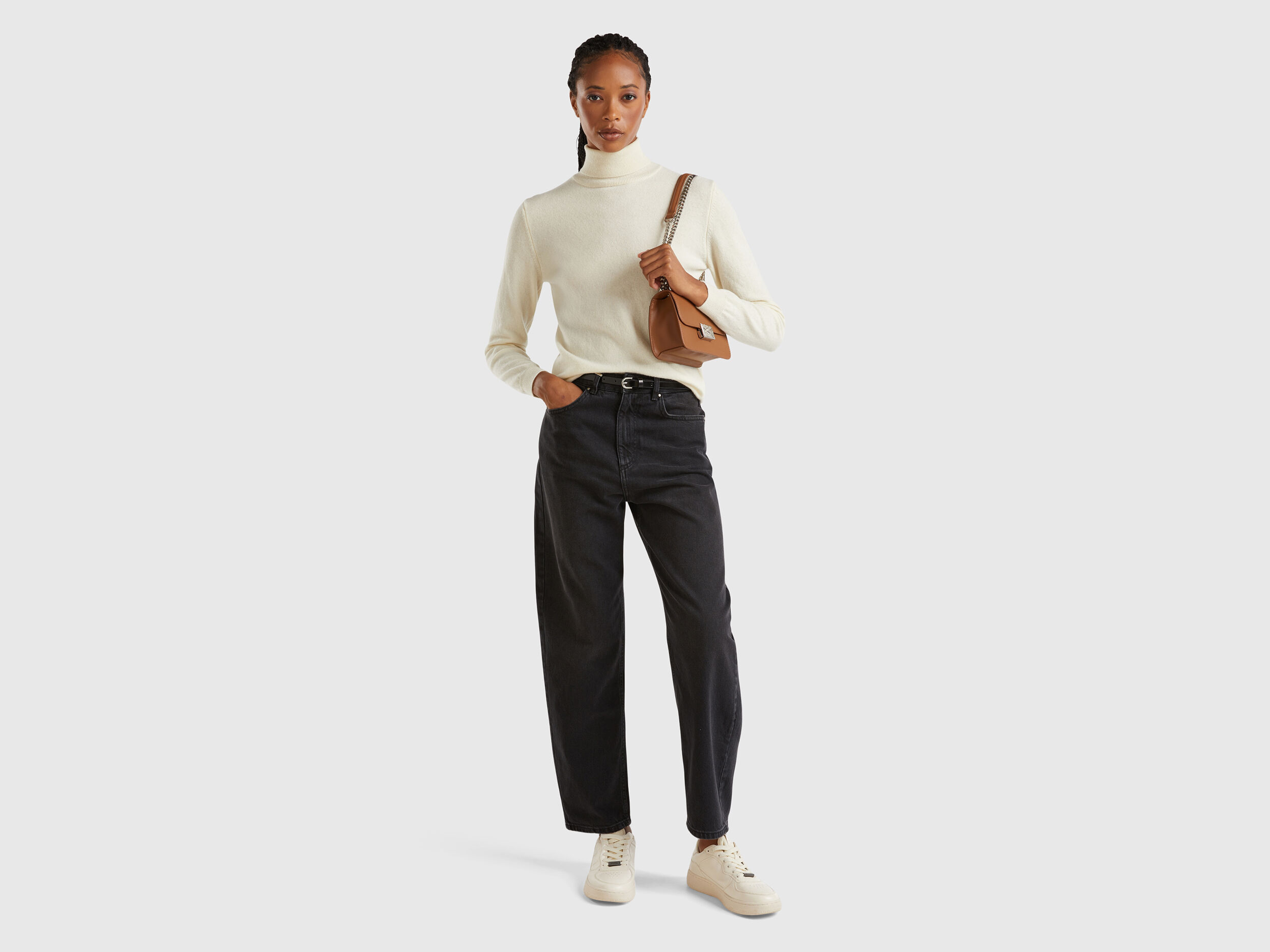 Turtle neck cream top