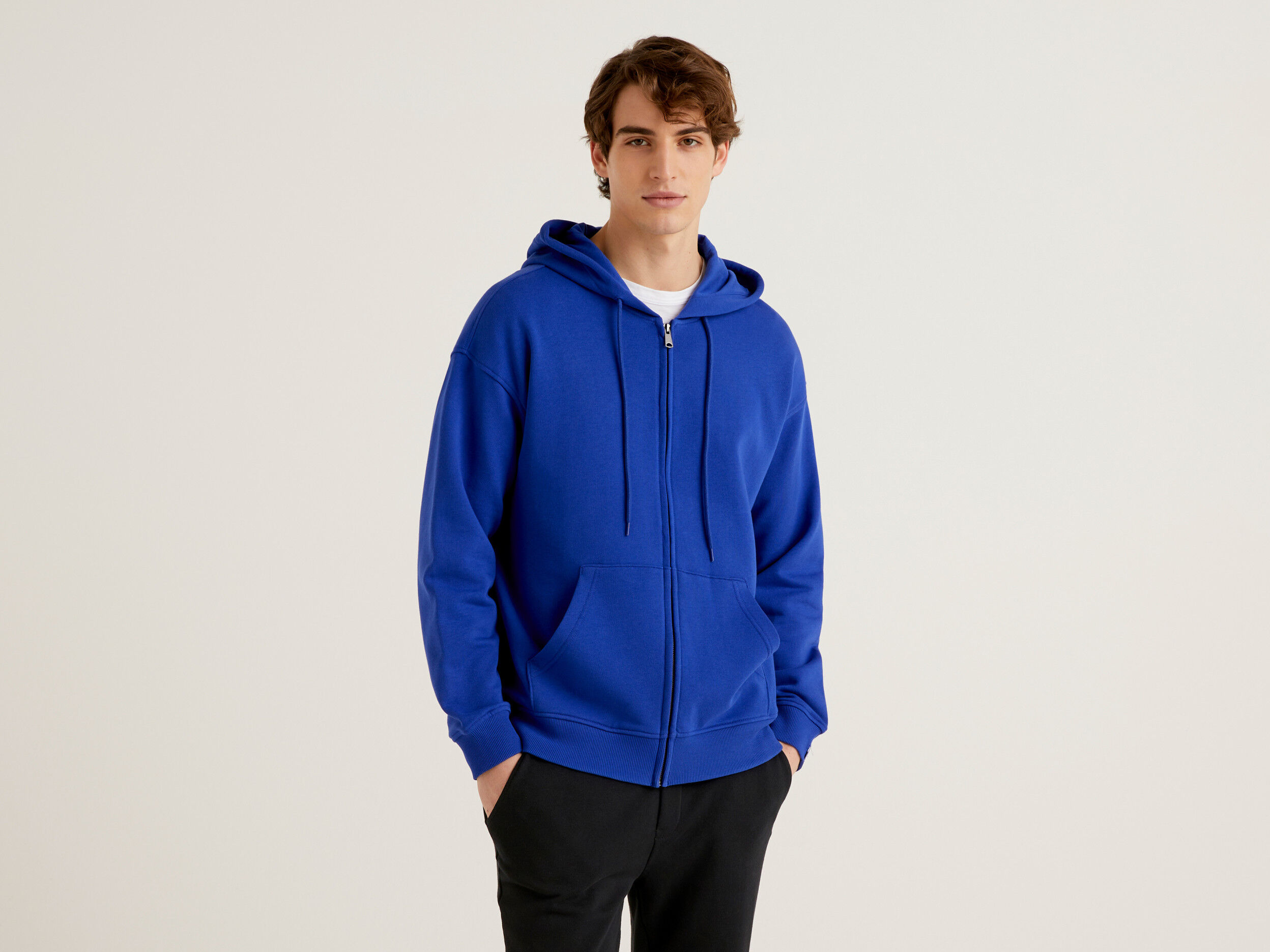 Bright blue zip up cheap hoodie