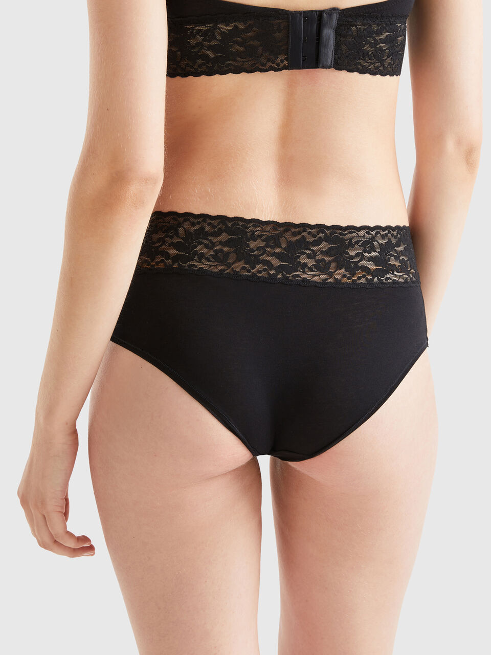 Organic Cotton Lacey Briefs - Black