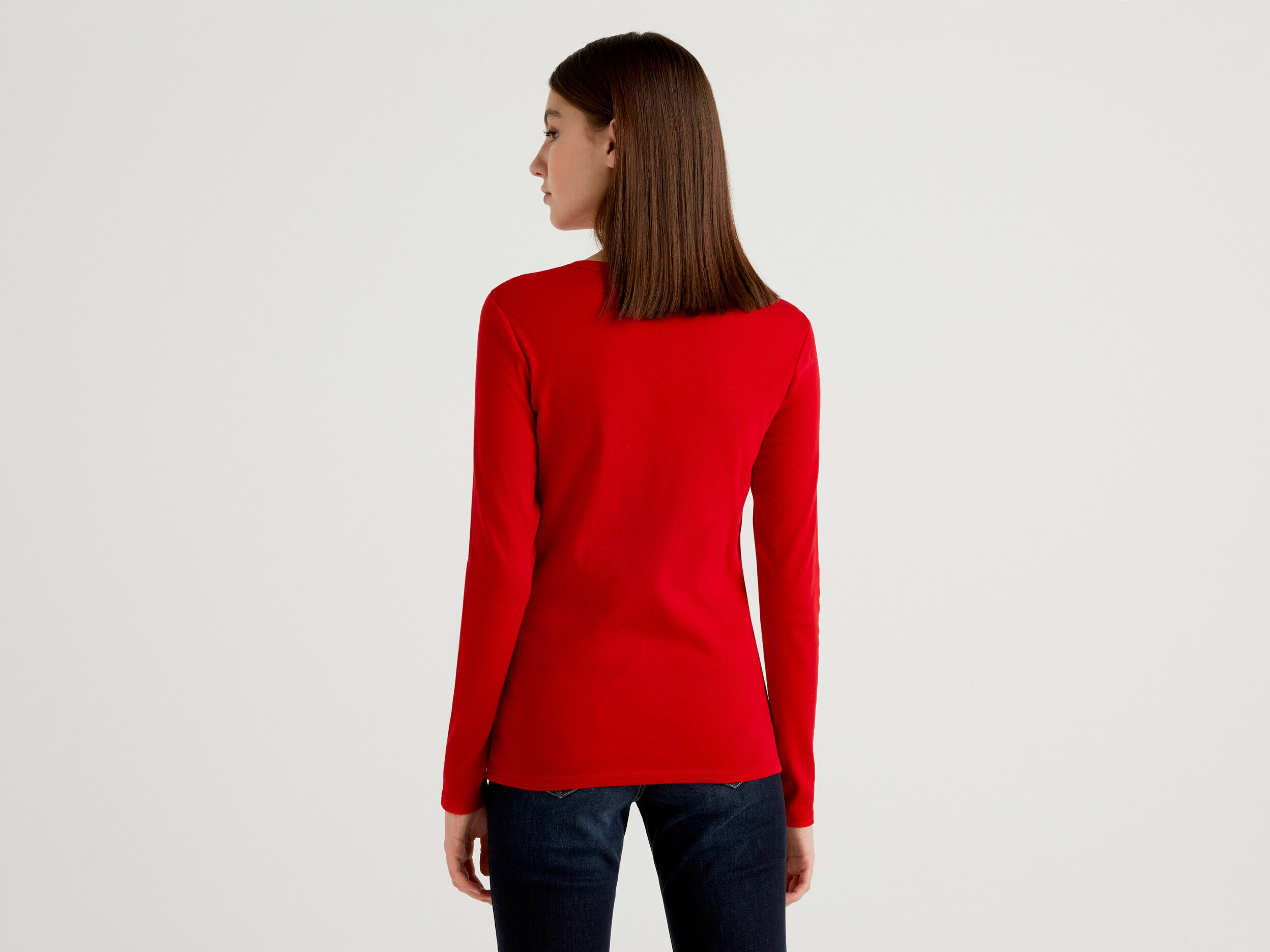 Long sleeve red t-shirt in 100% cotton - Red | Benetton