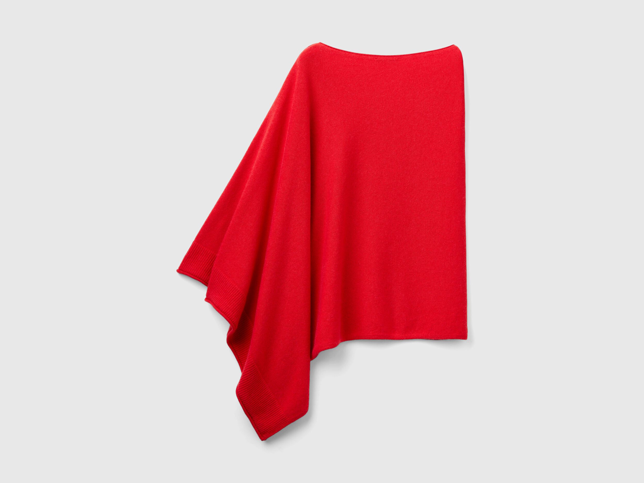 Red cashmere poncho discount