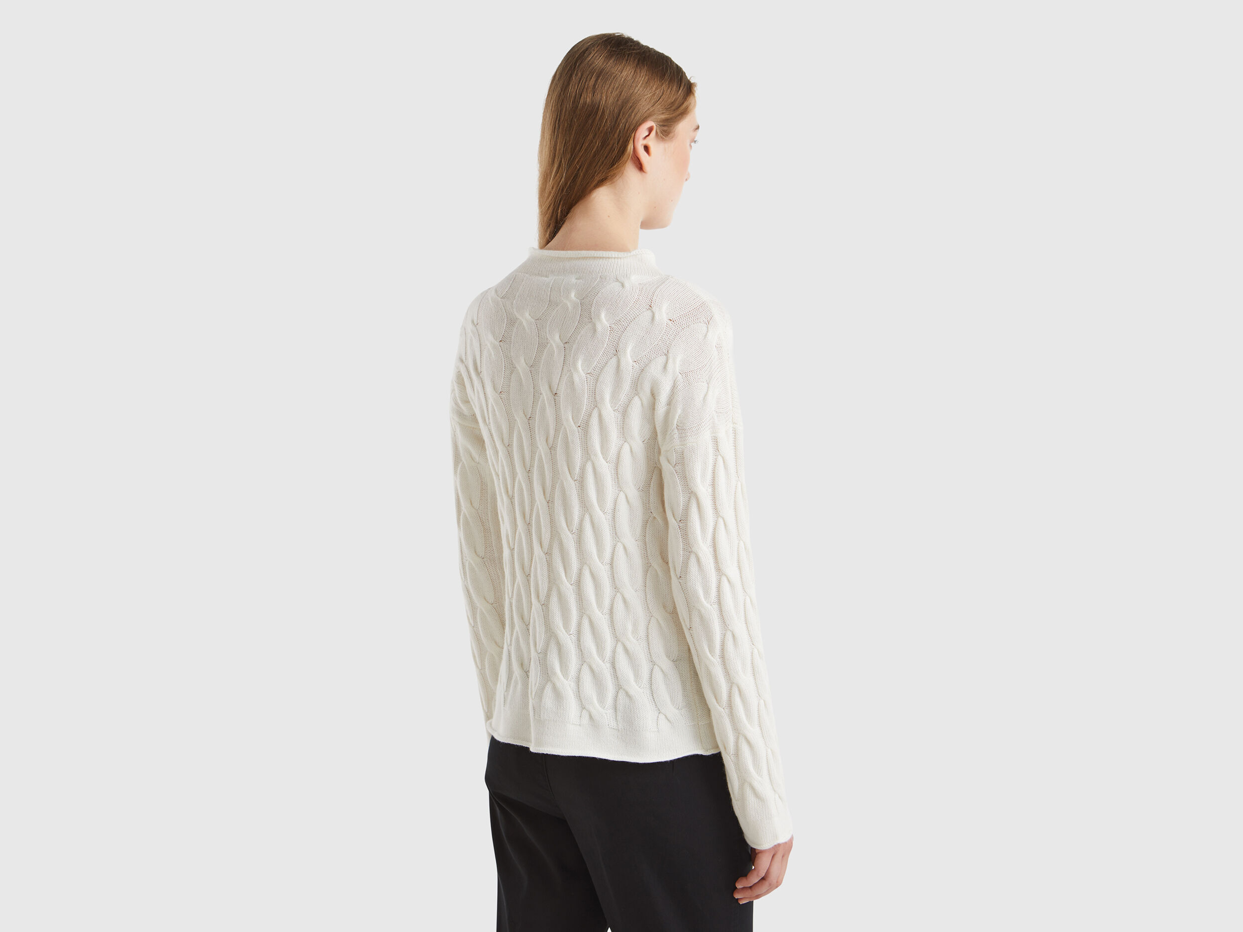 Cable knit sweater Creamy White Benetton
