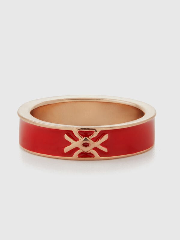 Strawberry red band ring with logo Women