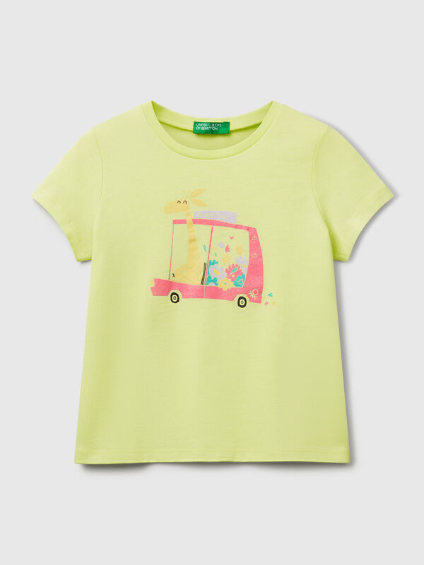 Camiseta regular fit con purpurina Niña