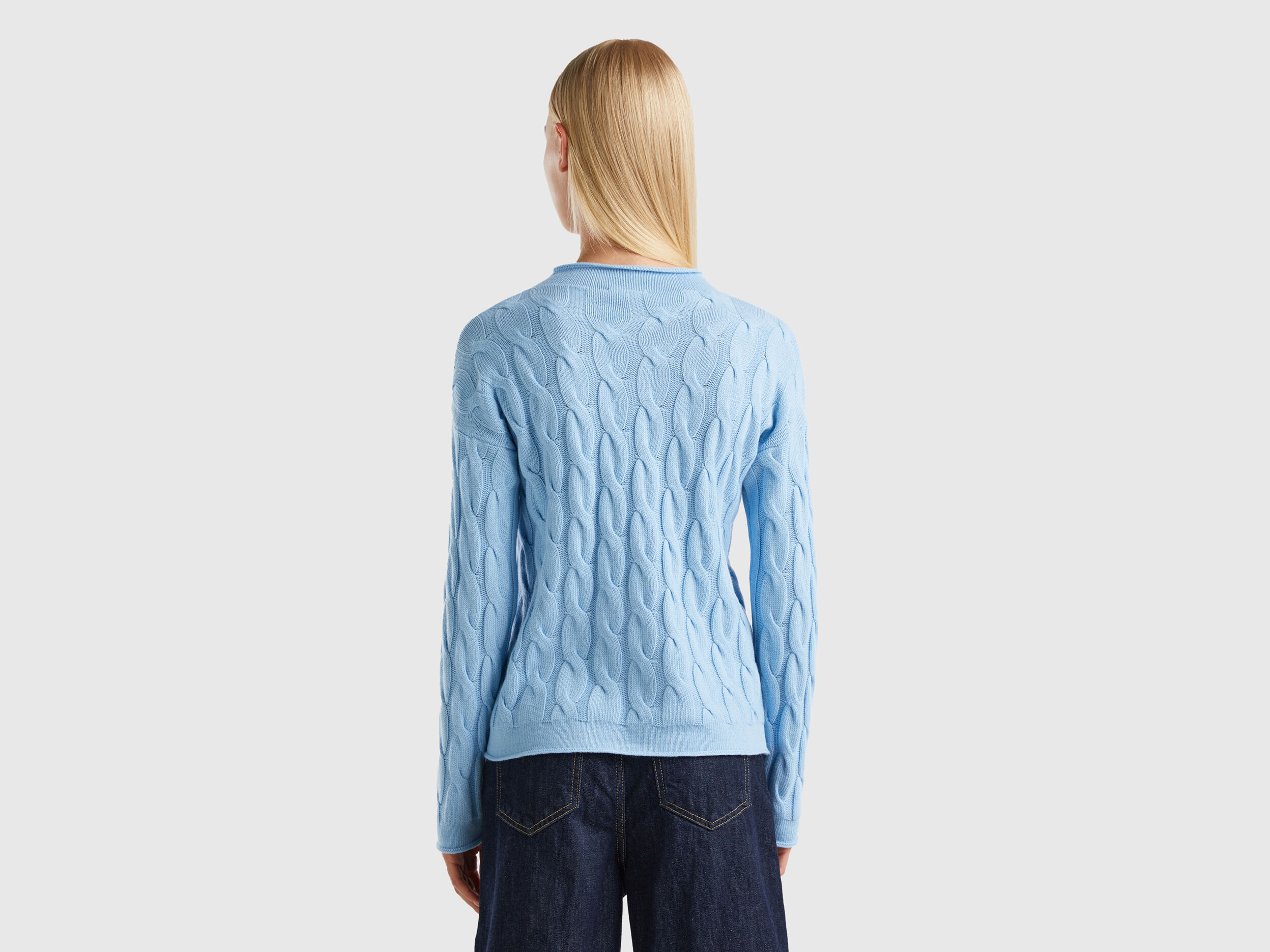 Cable knit sweater Light Blue Benetton