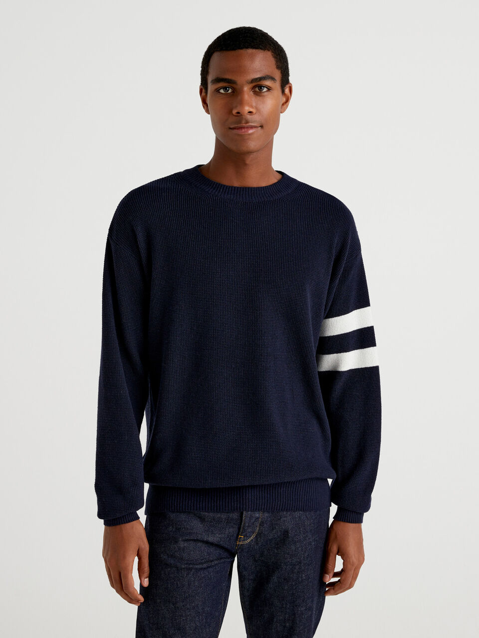 Sweater in cashmere and wool blend - Dark Blue