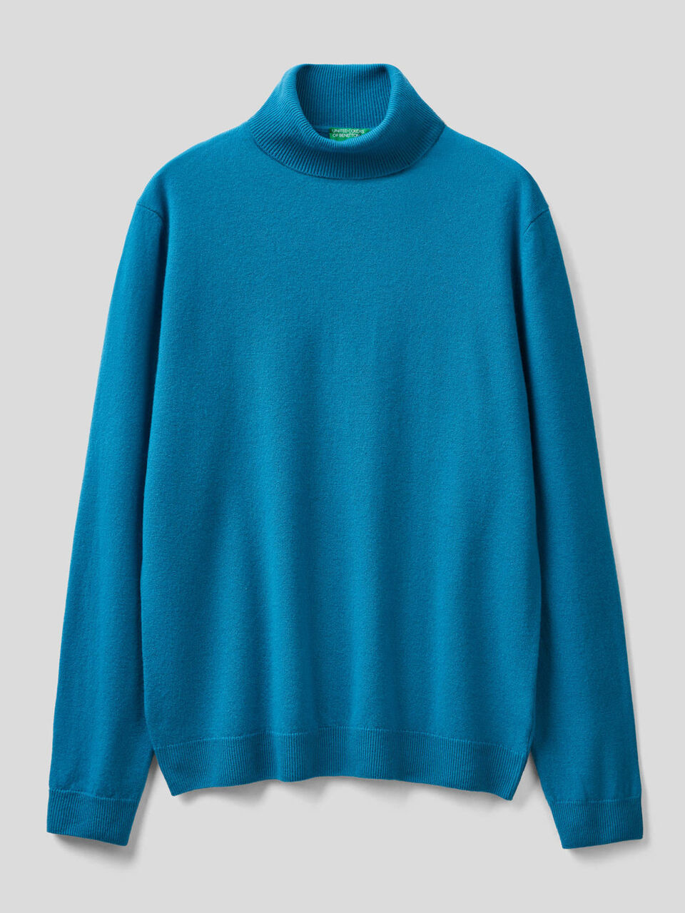 Teal turtleneck sweater in pure Merino wool - Teal