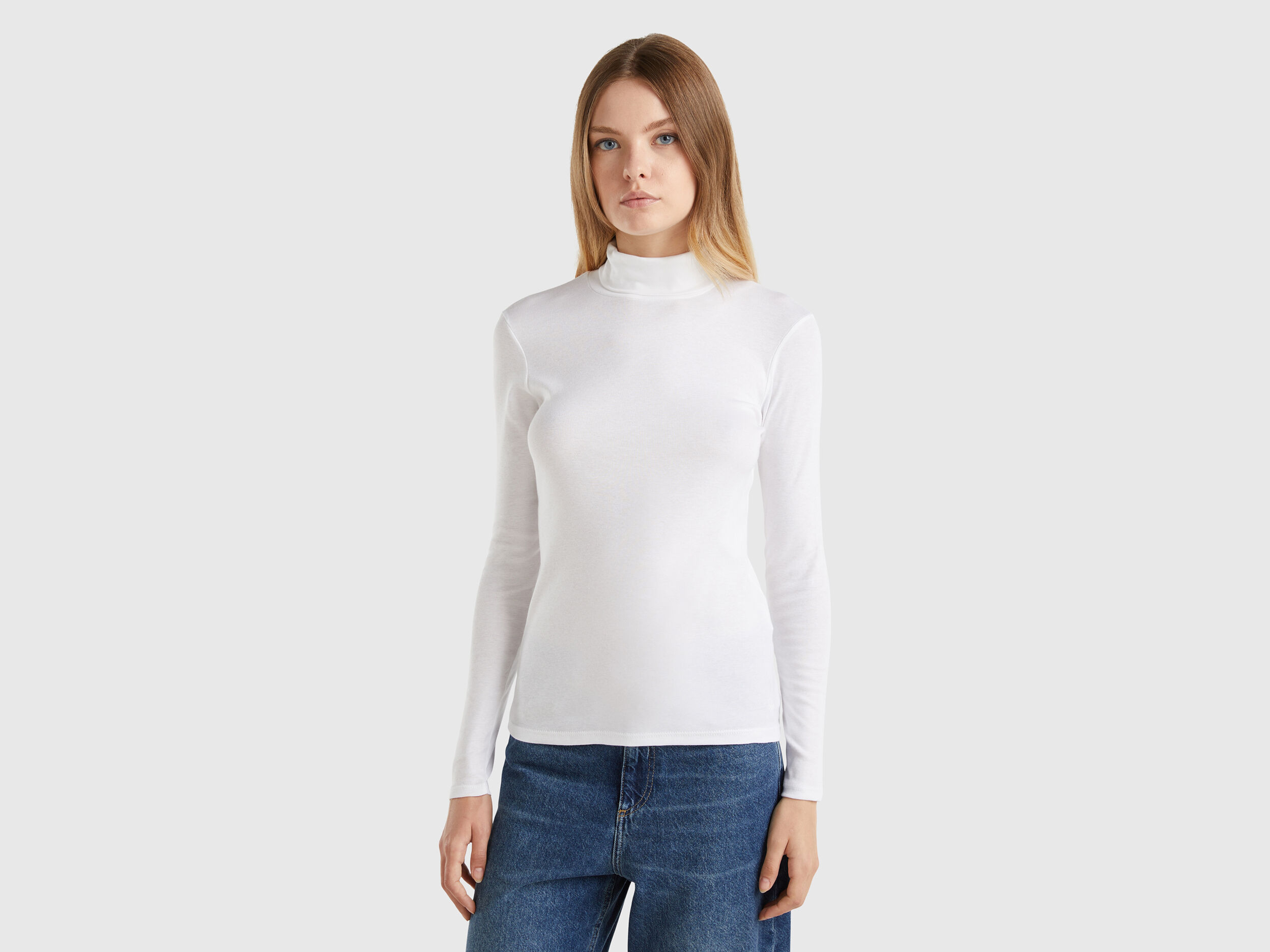 White long sleeve high neck on sale