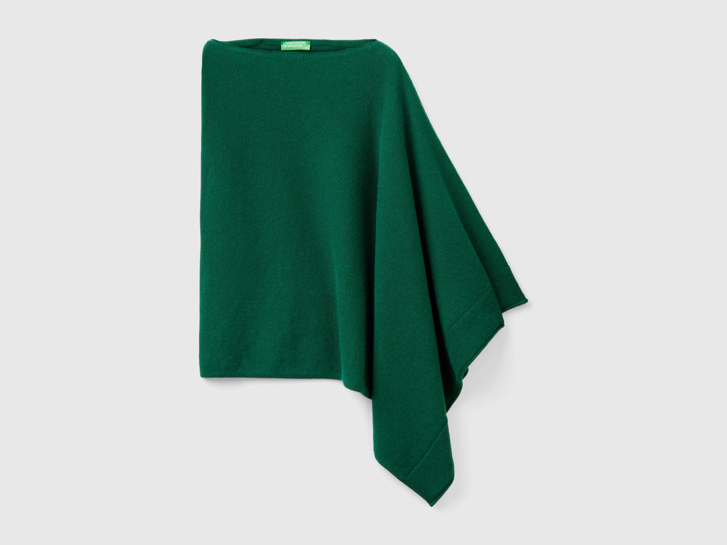 Cashmere blend poncho Dark Green Benetton