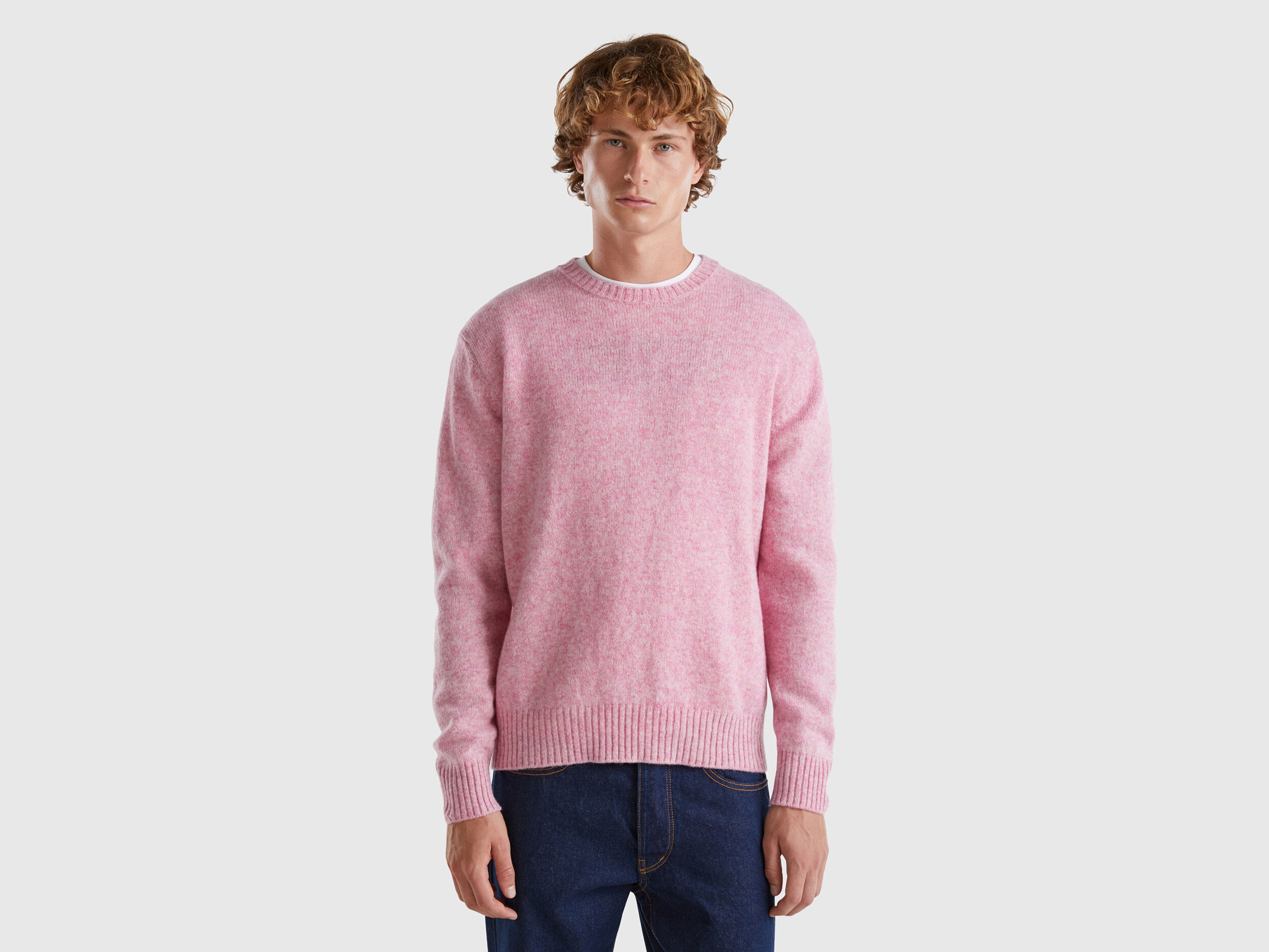 Sweater in Shetland wool Soft Pink Benetton
