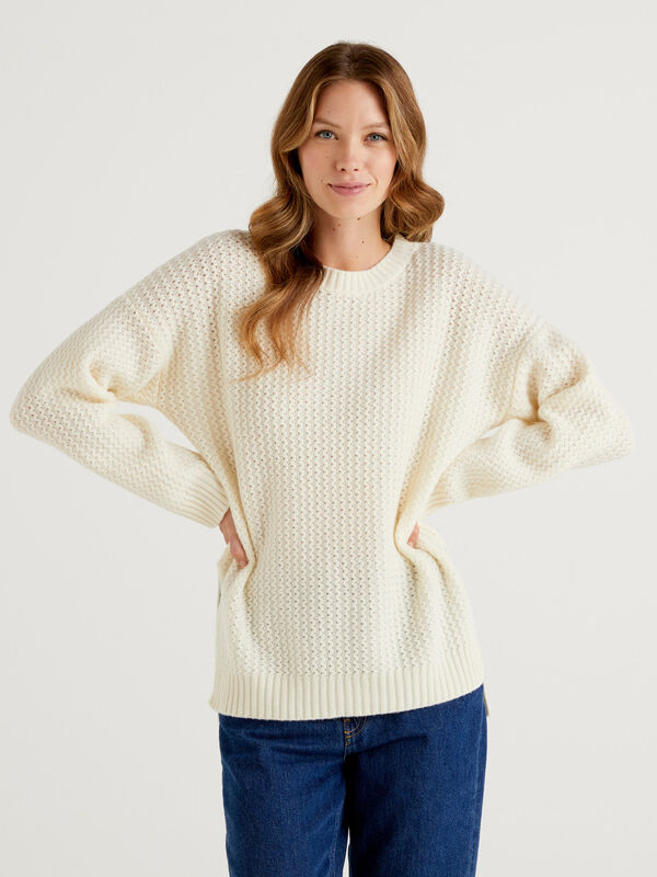 Sweater in wool blend with slits Women