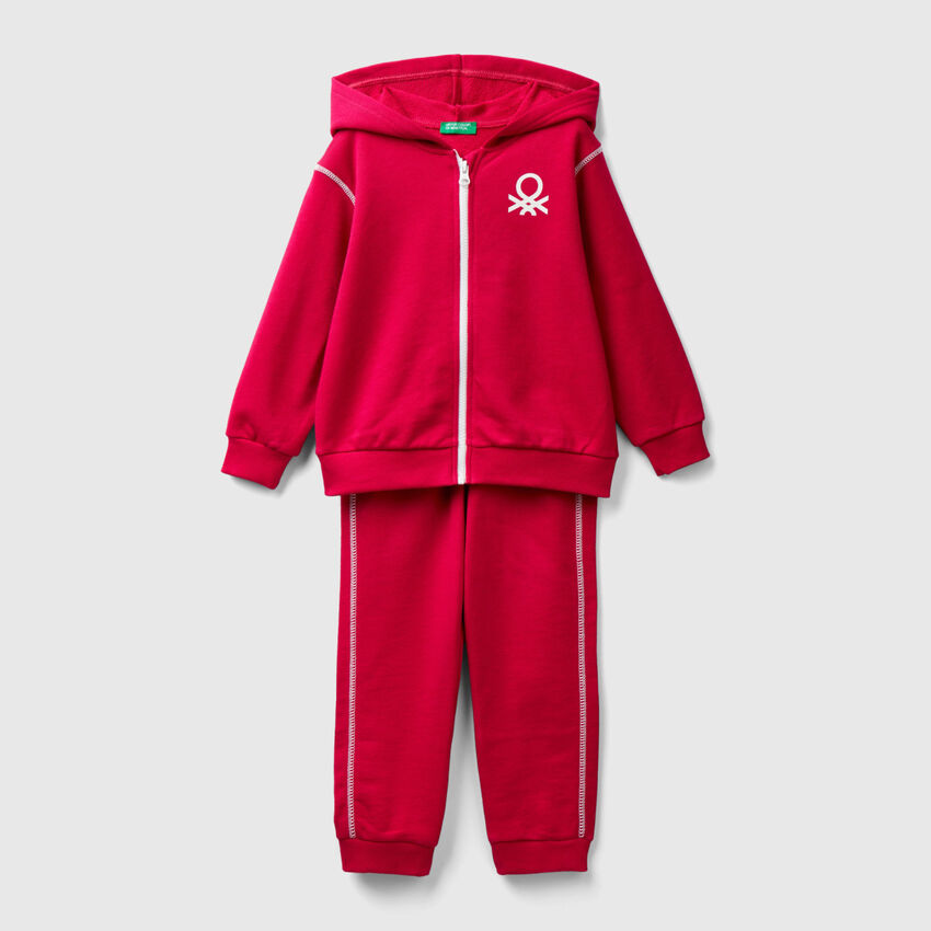 Sweat tracksuit in 100% cotton - Cyclamen