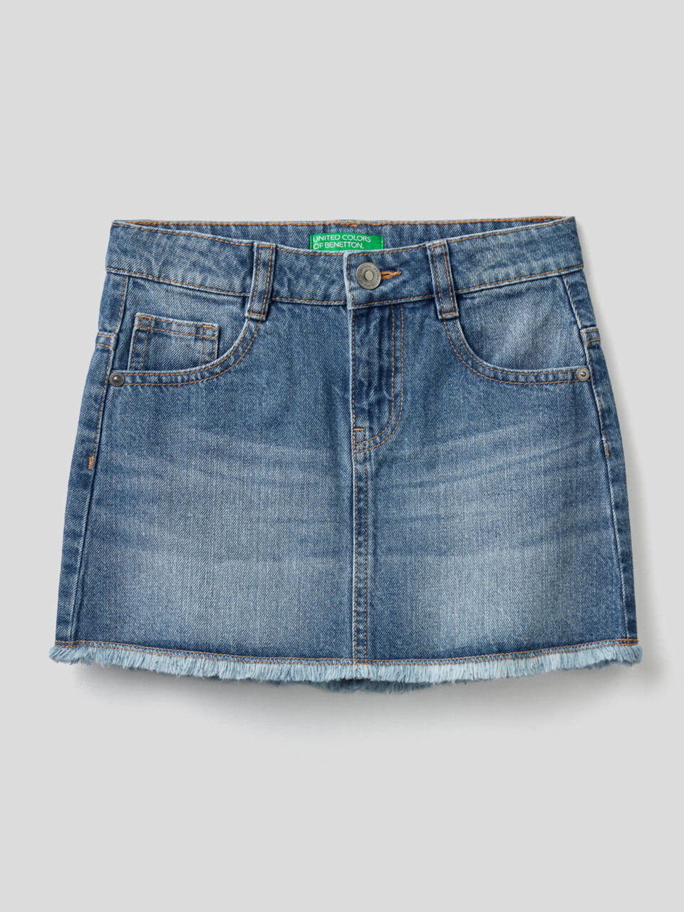 Jean skirt with worn look image number null