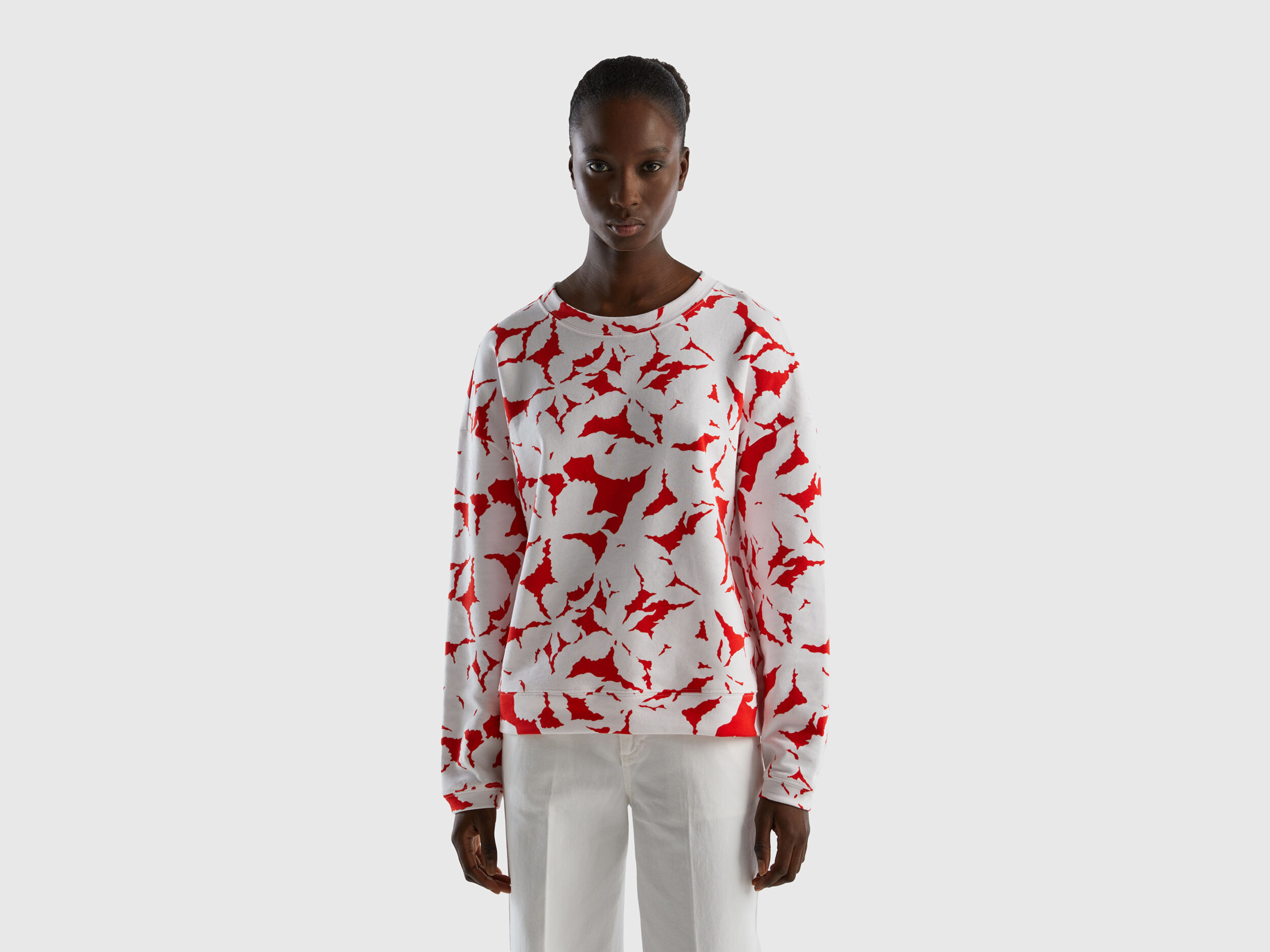 Sudadera con estampado de flores Rojo Benetton