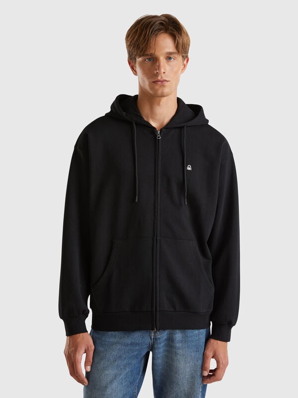 Sudadera de algodón con cremallera y capucha Hombre