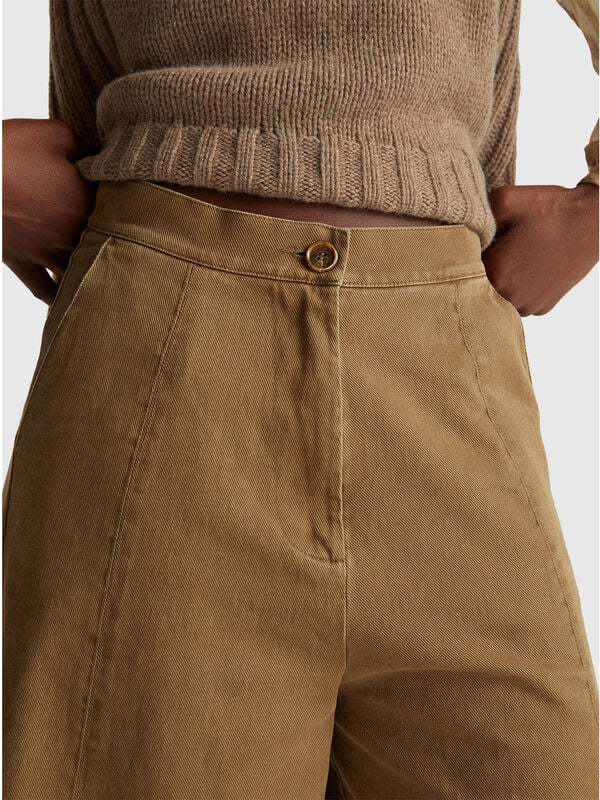 Pantalón ancho de algodón de 3/4 de largo Mujer