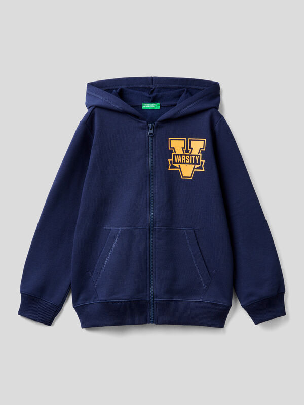 Warm printed hoodie with zip Junior Boy