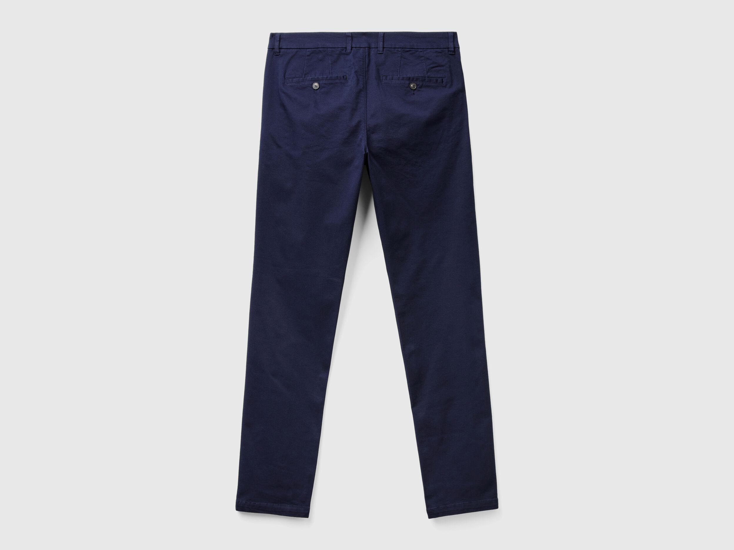Slim fit chinos in stretch cotton - Dark Blue | Benetton