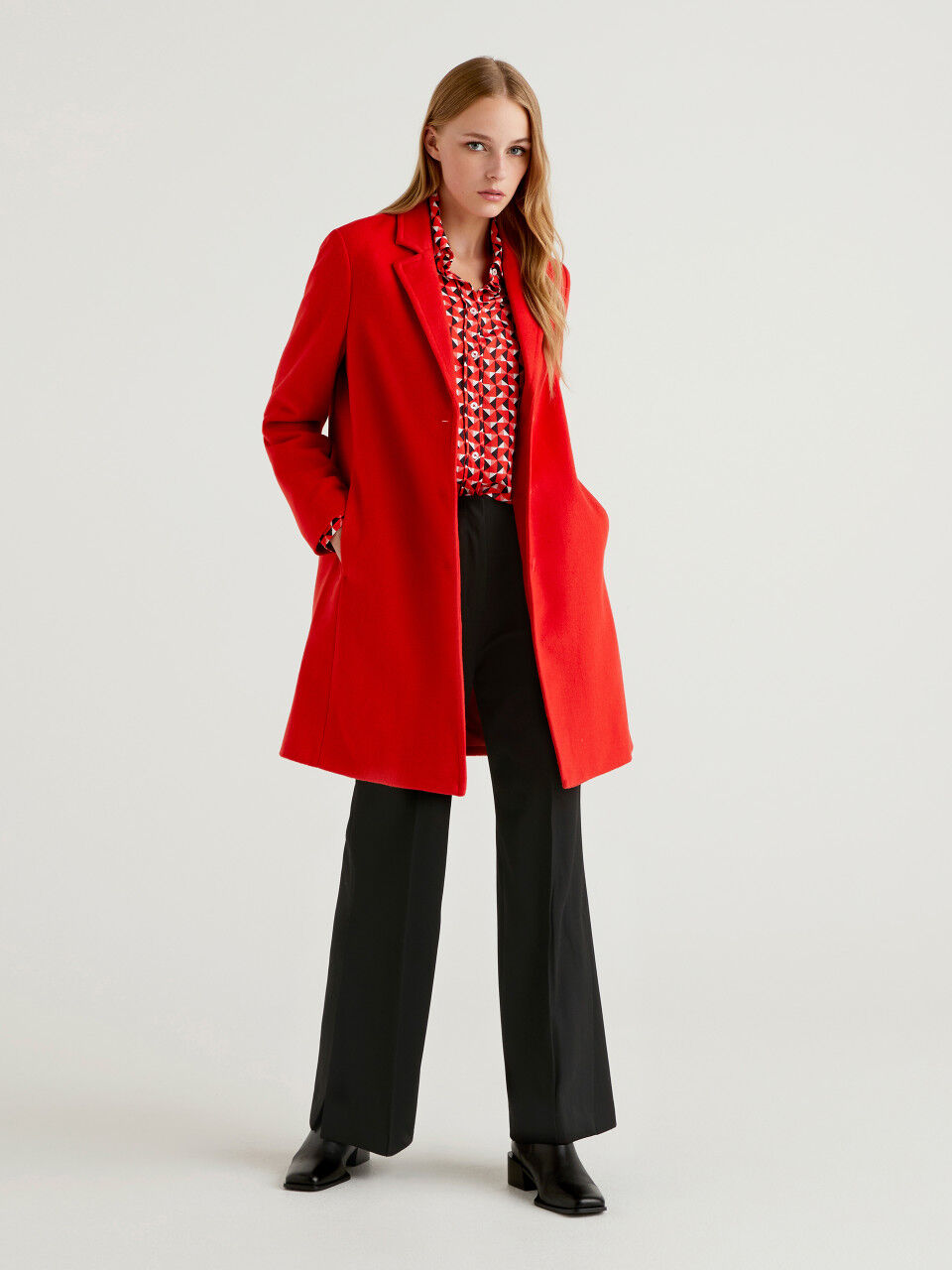 Benetton red coat discount