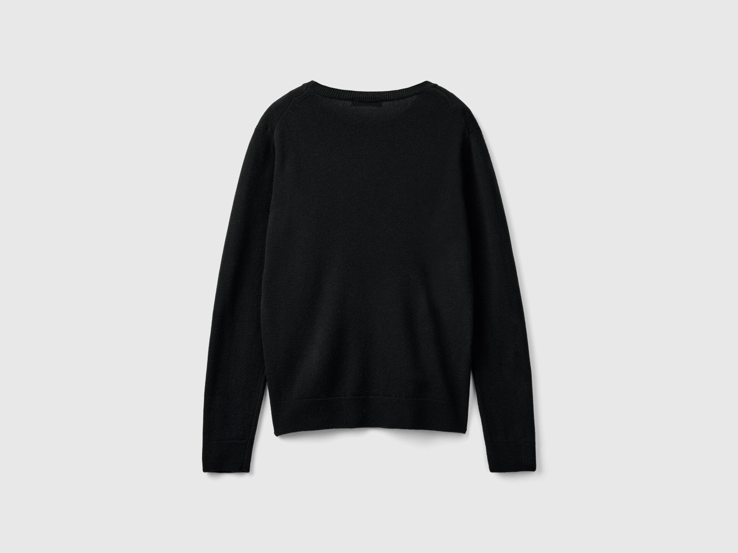 Black crew neck sweater in Merino wool Black Benetton