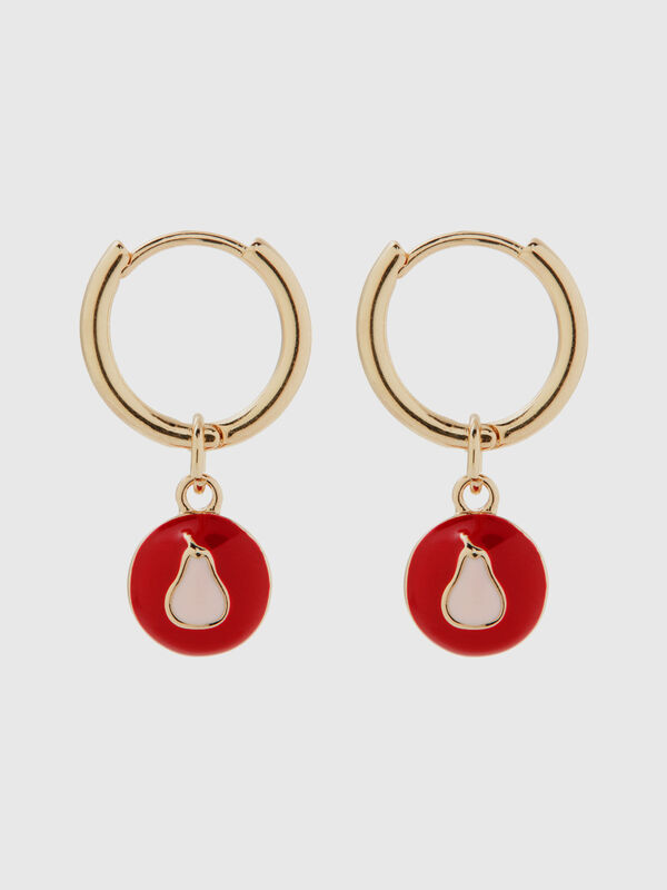 Earrings with red pear pendant Women