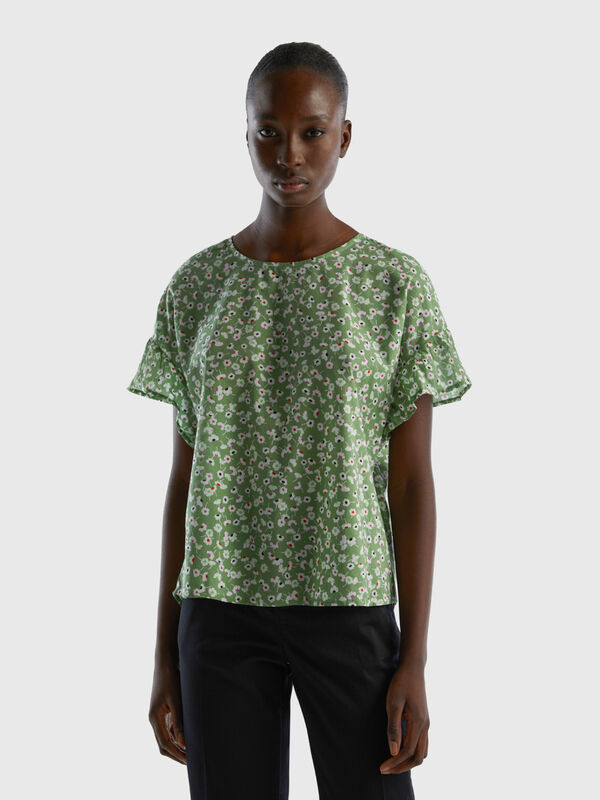 Patterned blouse in pure cotton Women