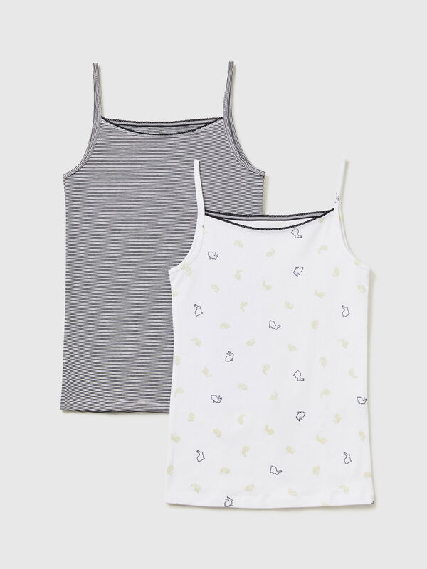 Two patterned camisole tops in stretch cotton Junior Girl
