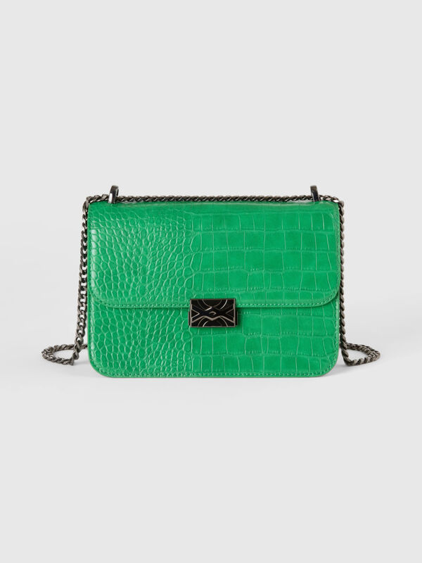 Large green Be Bag with crocodile print Women