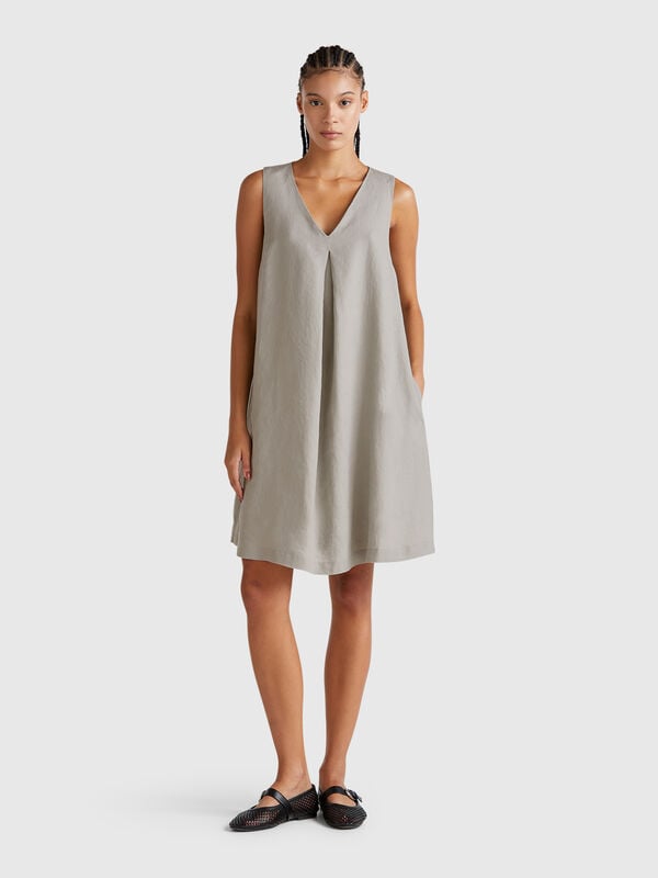 Vestido sin mangas de puro lino Mujer