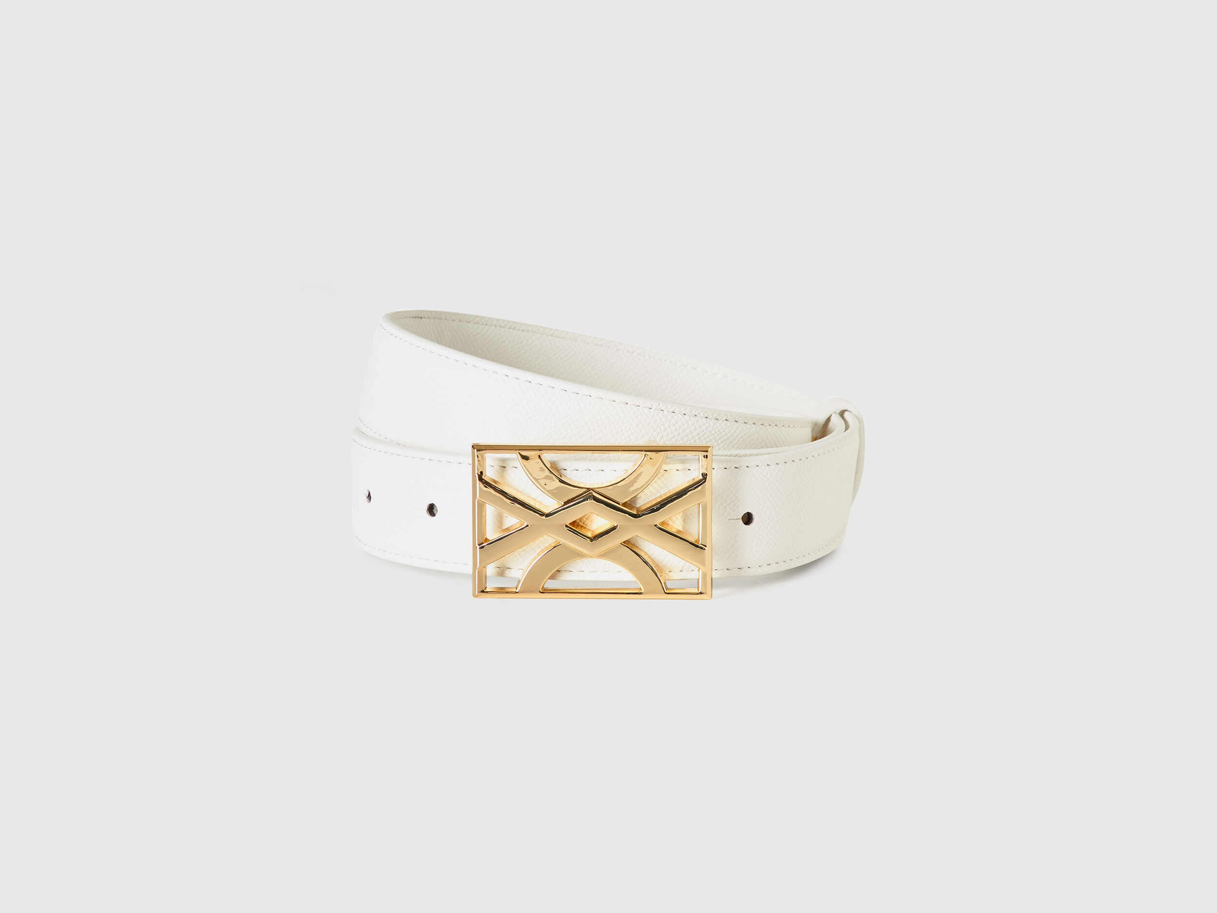 White belt with logoed buckle White Benetton