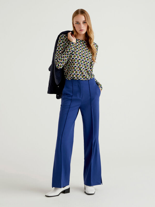 High-waisted trousers with slits Women