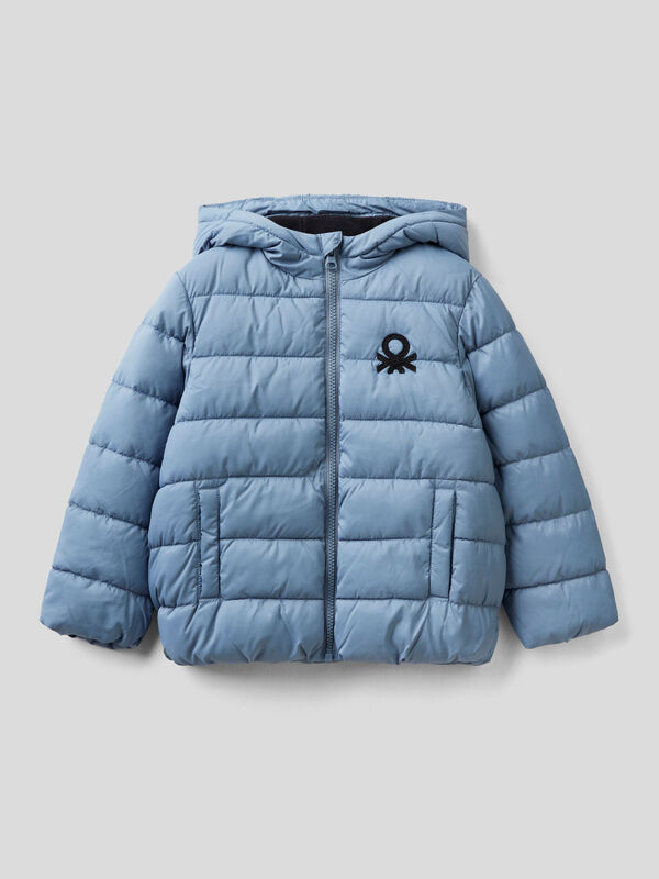 Puffer jacket with hood and logo Junior Boy