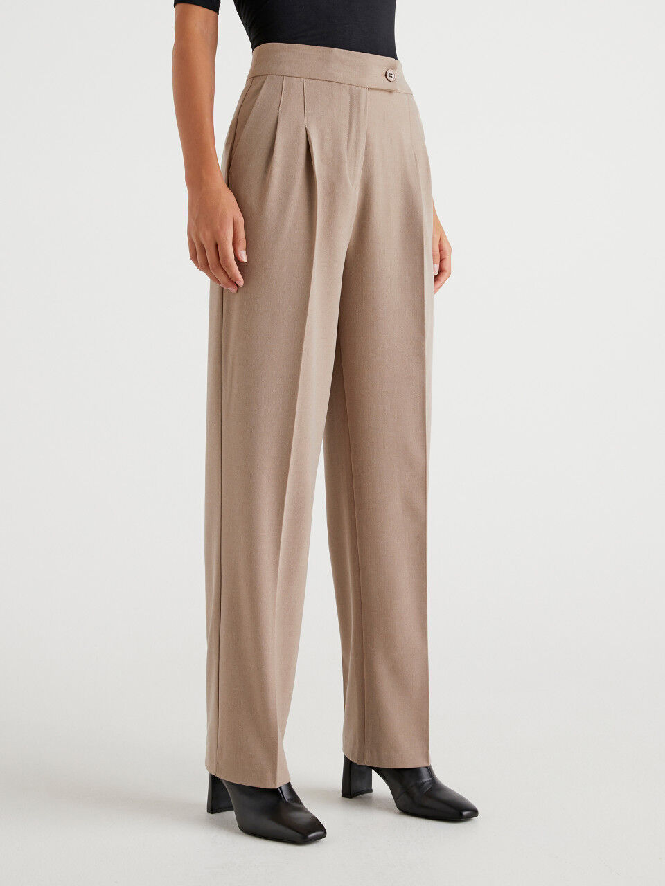 Satin Pleat Detail Relaxed Fit Trousers  boohoo
