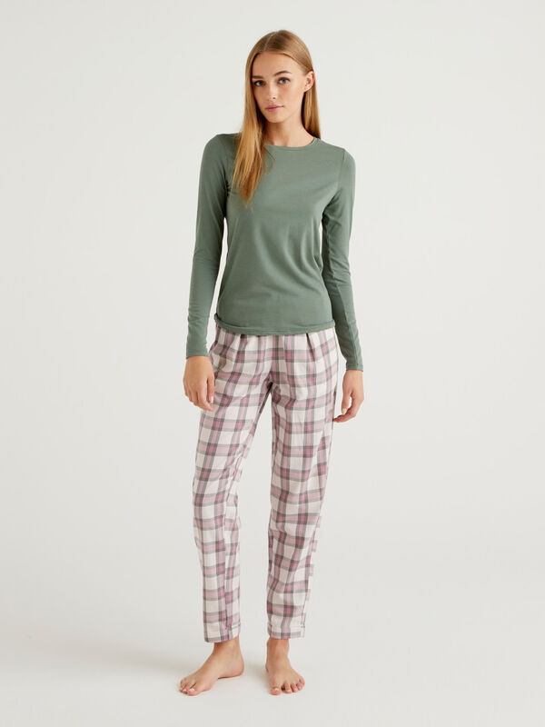 Check flannel trousers Women