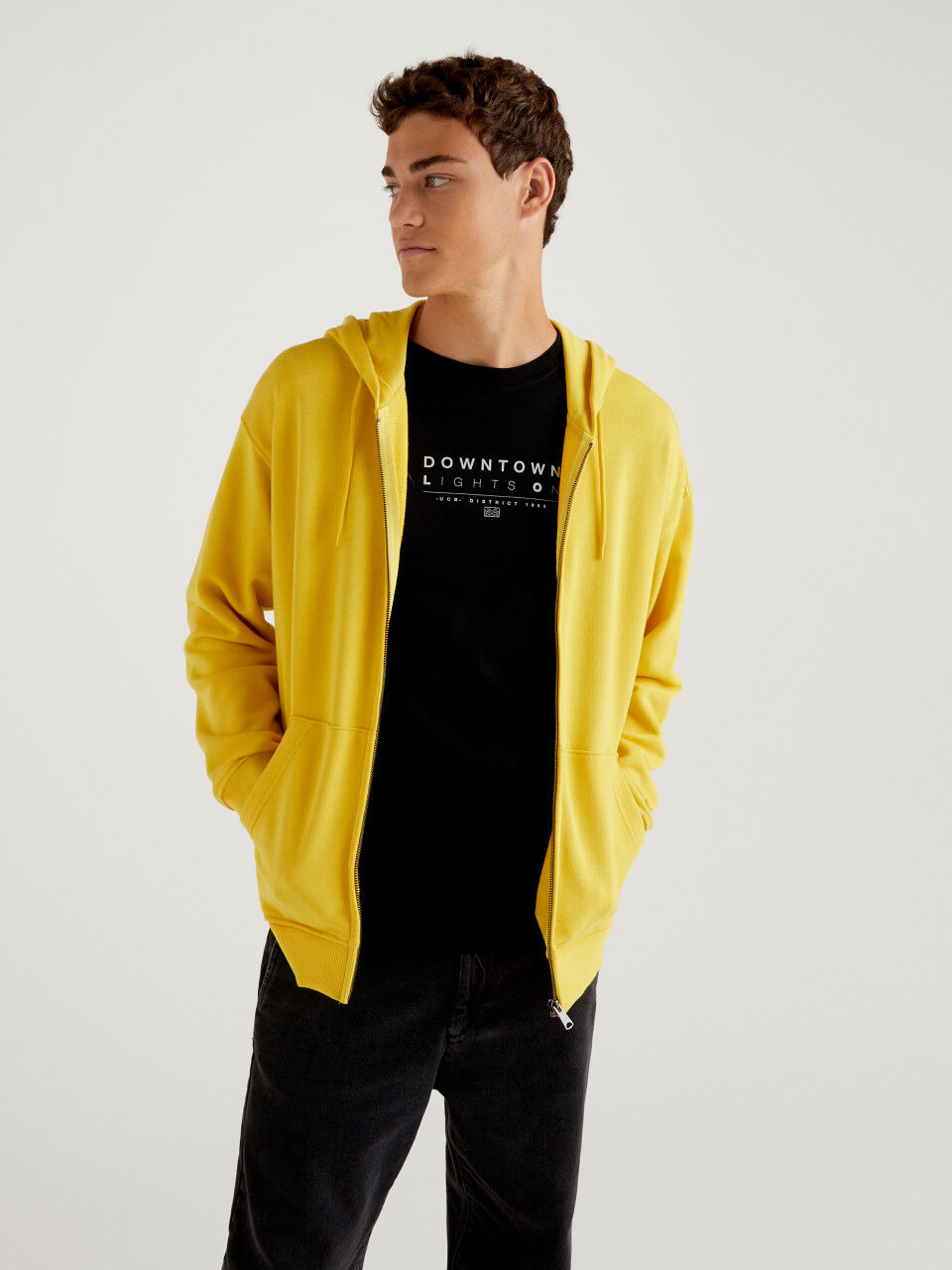 Mens yellow zip up hoodie store