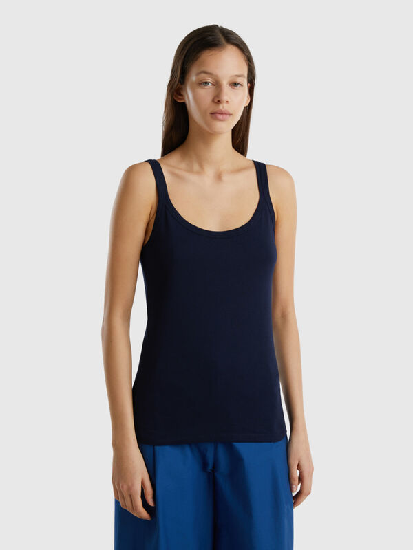 Camiseta de tirantes azul oscuro de 100 % algodón Mujer
