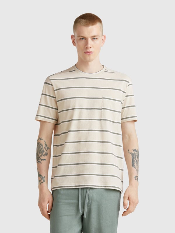 Camiseta rayas con bolsillo Hombre