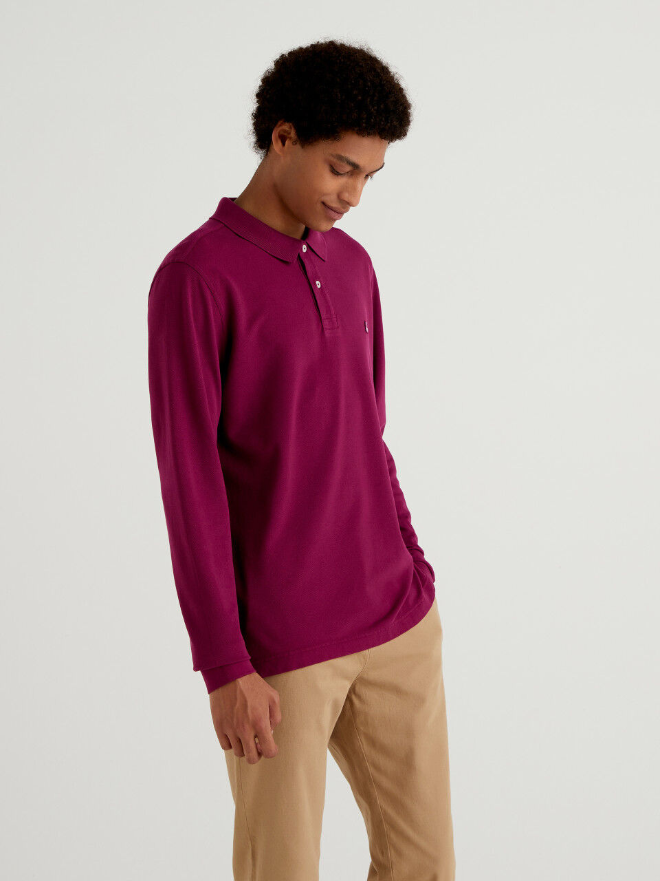 Polos manga larga benetton sale