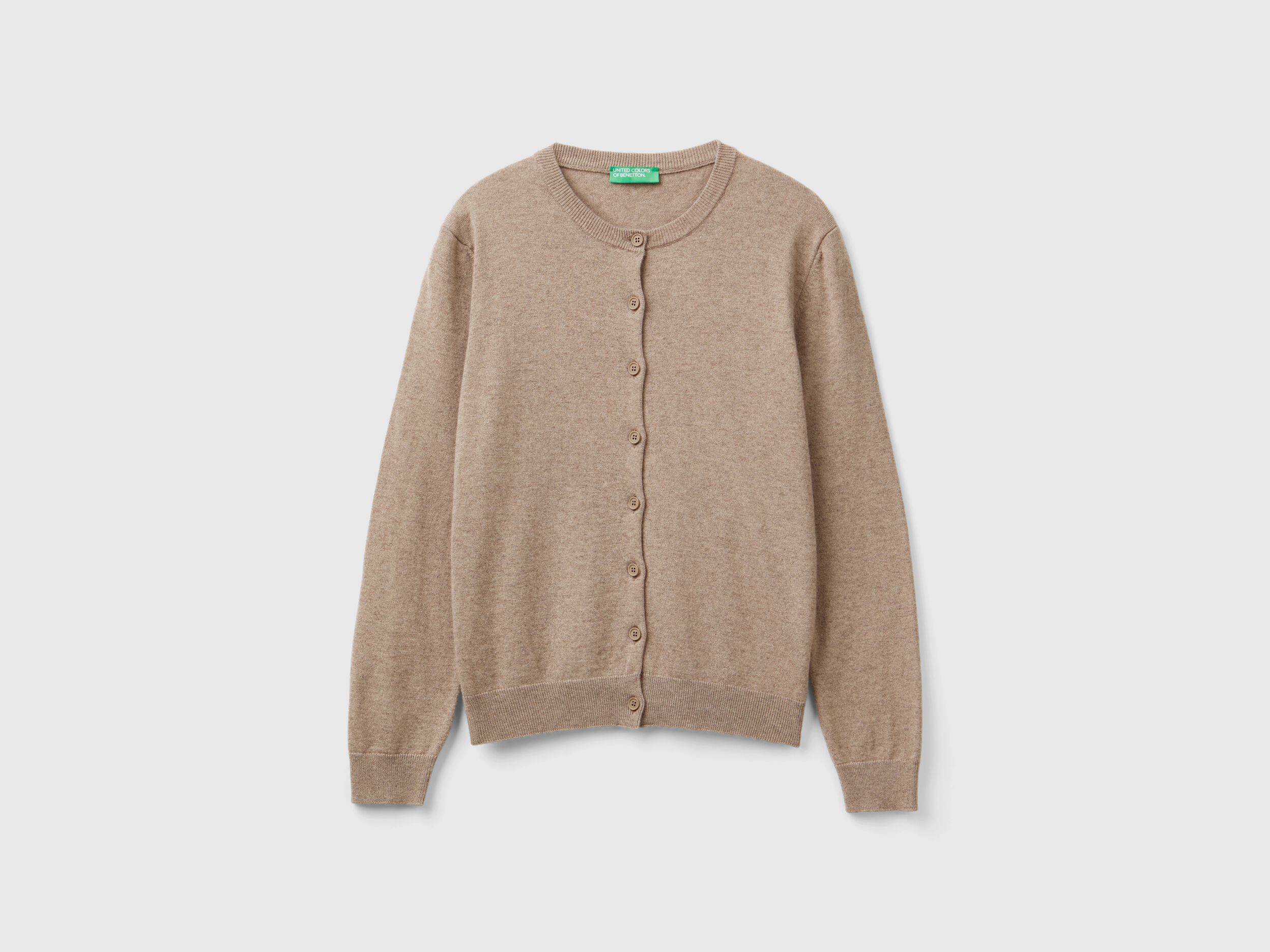 Marl brown cardigan in wool and cashmere blend Brown Benetton