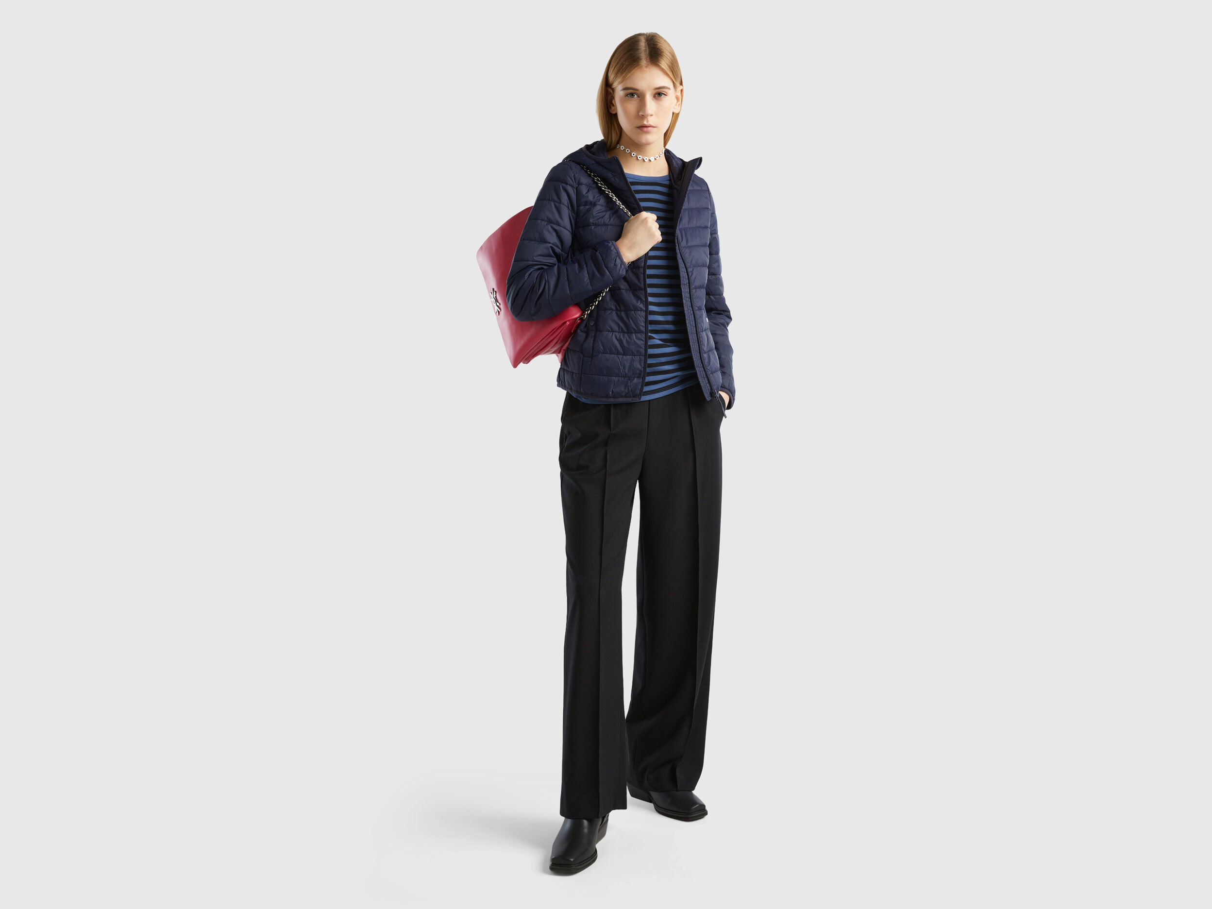 Puffer jacket with recycled wadding - Dark Blue | Benetton Puffer jacket with recycled wadding - Dark Blue | Benetton
