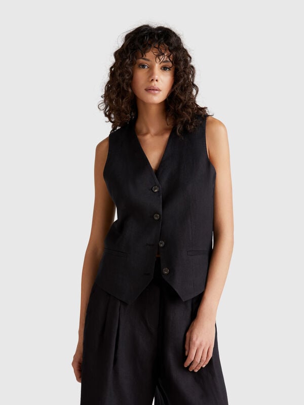 Pure linen vest Women