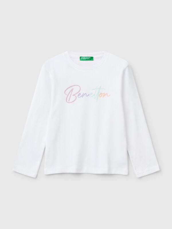Slim fit t-shirt with glittery print Junior Girl