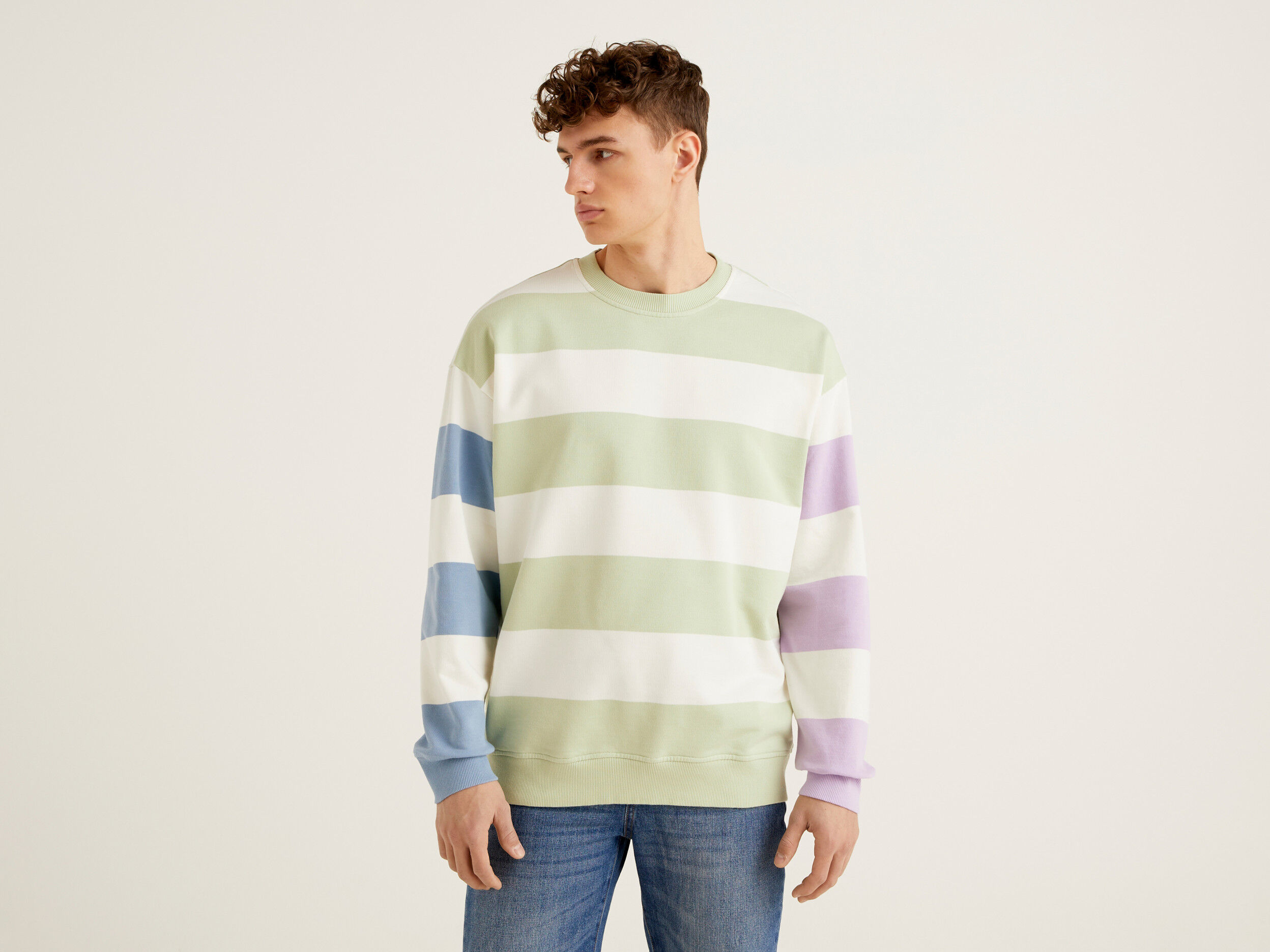Benetton striped sweatshirt deals